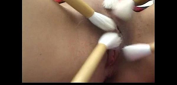  Furry Japanese pussy shaved clean and fucked by guys